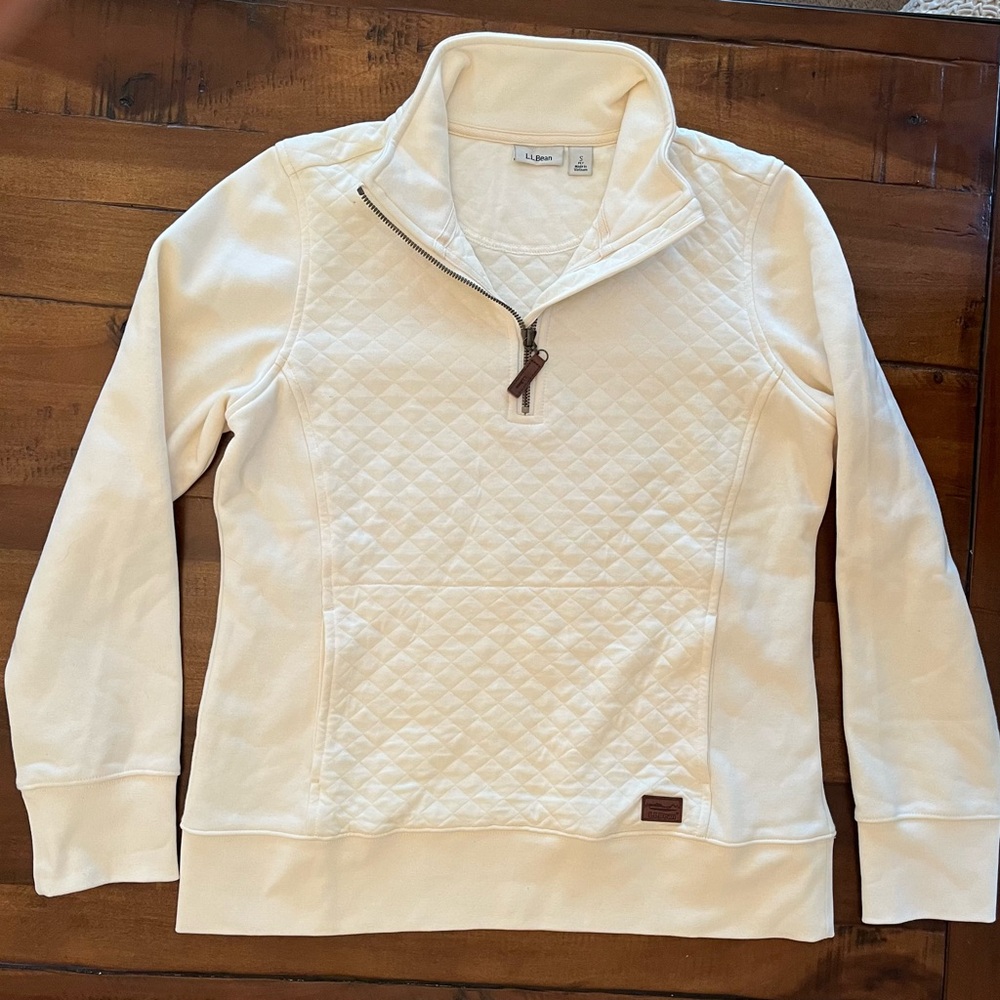 L.L. Bean Cream Quilted Sweatshirt